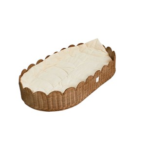 Cesta de mimbre tejida para cambiar pañales, cesta portátil de mimbre para bebés, bandeja de almacenamiento para habitación de bebé, suministro para guardería. - Product Image 4