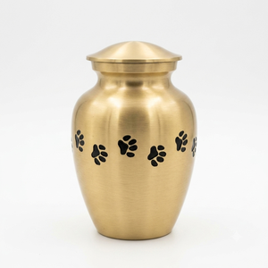 Brushed Gold Brass Pet Cremation <b>Urn</b> Engraved Black Paw Prints Memorial Keepsake Ash Holder Funeral <b>Urns</b> for Dogs <b>Cats</b> Wholesale - Product Image 2