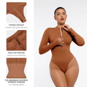 Hexin Wholesale Tiktok Hot Selling <b>Seamless</b> Activewear Body Shaper Sleeveless Shapewear Bodysuit Slim Zipper <b>Thong</b> Bodysuit - Product Image 5