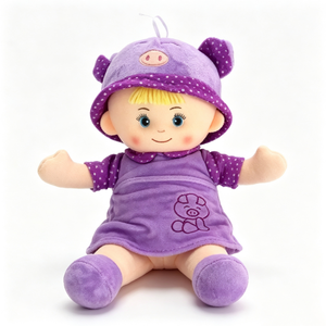 Muñeca de tela personalizada con cabello rubio, peluche de cerdo bordado de dibujos animados, muñeca de trapo de peluche para niñas para dormir. - Product Image 2