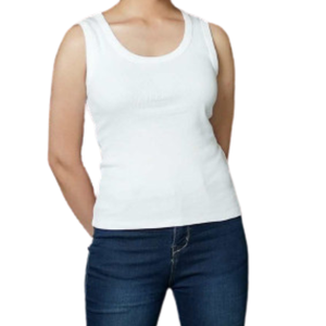 Camiseta sin mangas de punto acanalado informal para mujer, personalizada, de ajuste ceñido, transpirable, de secado rápido, ecológica, de algodón y fibra de bambú, con cuello redondo. - Product Image 4