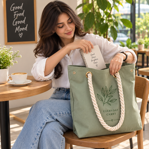 กระเป๋าหิ้ว EcoRev ECO89 Good Vibes Everyday แบบไม่ทอ ใช้ซ้ำได้ พร้อมหูเชือก เป็นมิตรกับสิ่งแวดล้อม พิมพ์โลโก้ตามสั่ง สำหรับใช้ในธุรกิจ - Product Image 4