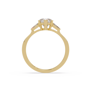 Custom 14K Pure Gold IGI Certified 1.00 ct Heart Cut Tapered Baguette Lab Grown Diamond Engagement Ring Women's luxury Rings - Product Image 3