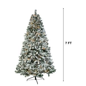 7 FT Pre-Lit Snow Flocked Christmas <b>Tree</b> Artificial Hinged Pine <b>Tree</b> with 1000 Branch Tips and 400 <b>Lights</b> Remote Control - Product Image 3