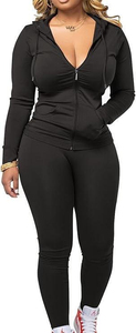 Custom Logo Women's Summer Sweatpants and Hoodie <b>Set</b> Plus Size Long Sleeve Outfits - Product Image 4