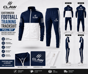 Conjunto Completo de Chándal de Fútbol Personalizado Claw International, Chaqueta Deportiva con Capucha para Invierno, Logotipo Bordado con Cierre - Product Image 1