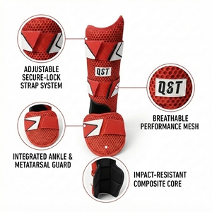 Custom Baseball Leg Guard Leg <b>Protector</b> with Foot Cover Double Strap Closure Breathable Mesh Sports Protective Gear - Product Image 2
