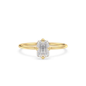 REYES Premium Quality 925 Sterling <b>Silver</b> <b>Emerald</b> Cut 0.98 Carat Moissanite <b>Ring</b> with GRA Certified 14K Gold Plated Jewelry - Product Image 2
