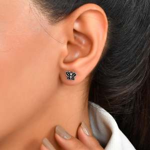 Meera Jaipur Butterfly Silver Fashion <b>Stud</b> <b>Earrings</b> - Product Image 1