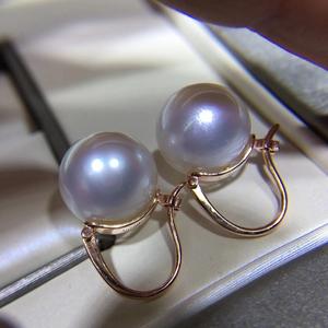 Exquisito Juego de Aretes de Perlas Akoya Japonesas de Agua Salada de 7.5-8mm, Círculo Grueso de Plata 925 con Micro Imperfecciones, Caja de Regalo Completamente Combinable - Product Image 4