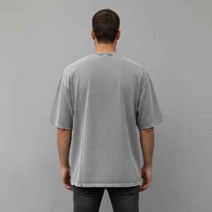 New Oversized 100% Cotton Jersey Black Men's Loose Fit Solid Custom Digital Printing Logo Streetwear <b>Drop</b> Shoulder Breathable - Product Image 6