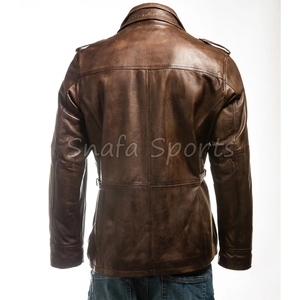 Men's <b>Long</b> <b>Leather</b> <b>Jacket</b> with Solid b Design Autumn Winter Cold Snowy Days Stand Collar With Pockets <b>Leather</b> <b>Jacket</b> - Product Image 4
