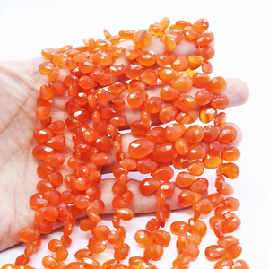 Cuentas de cornalina natural en forma de pera, cuentas facetadas de piedras preciosas, tono naranja, cuentas sueltas, precio al por mayor, a granel, para pulseras y collares - Product Image 4