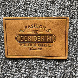 Custom Debossed Genuine Leather <b>Patch</b> for Jeans Brown Embossed Real Leather Label for Clothing <b>Jackets</b> Bags - Product Image 3