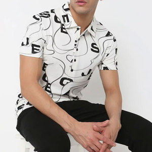 Men's Short Sleeve for <b>Shirt</b> <b>Striped</b> Pattern Front Logo Knitted Polyester Quick Dry Casual Color Blocked Regular Fit - Product Image 4