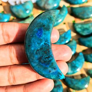 Chakralume - Cristal Natural de Crisocola en Forma de Luna Creciente, Tallado, Pulido, Piedra Curativa, Reiki, Meditación, Decoración Espiritual, Venta al por Mayor - Product Image 2