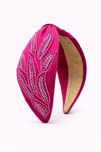 Magnifique Bandeau Élastique Brodé Rose Bohème avec Strass et Perles, Artisanat Exquis pour Accessoires Cheveux Femme - Product Image 2