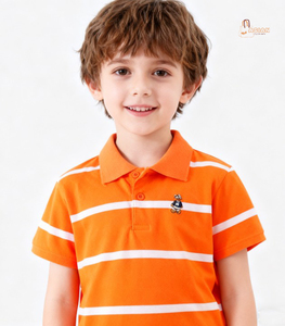 Polo décontracté d'été pour garçons, en polyester/coton respirant, à manches courtes, pour grands et petits enfants, doux et confortable - Product Image 1