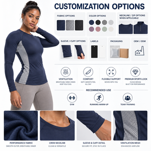OEM Apparel Factory <b>Long</b> <b>Sleeve</b> Compression <b>Crop</b> <b>Top</b> Women's Performance Base Layer Lightweight Feel Strength Training Wholesale - Product Image 6
