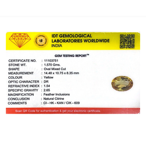 Natural Citrine Loose Gemstone 7.85 Carat Certified Cat's Eye Yellow 4mm - Product Image 4