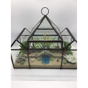Mini Caja Decorativa de Vidrio Transparente Retro con Diseño de Casa Dorada, Terrario para Sala de Estar, MOQ 100 Piezas al Precio Más Bajo - Product Image 2