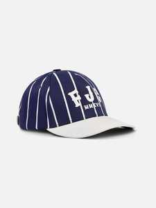 Casquette de baseball unisexe rayée marine à 6 panneaux avec logo FJG brodé, décontractée, printemps-été, ajustable avec fermeture auto-agrippante - Product Image 1