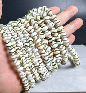 Perles de pierre naturelle en agate tibétaine brune à facettes, motif vague rayée, pour la fabrication de bijoux - Product Image 3