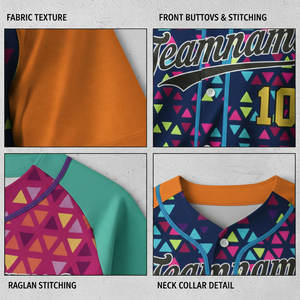 เสื้อเบสบอลลายทางสีสันตัดกัน 100% โพลีเอสเตอร์ สำหรับผู้ชาย ผู้หญิง ไซส์พลัส แขนสั้น พร้อมปักชื่อและหมายเลข - Product Image 5