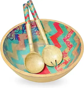 Plateau de service de fête classique de luxe en bois de mangue à 3 compartiments, au design élégant, écologique, avec finition naturelle et options personnalisables - Product Image 5