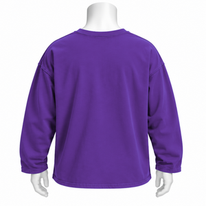 <b>Purple</b> Reversed LS Tee Heavyweight <b>Long</b> <b>Sleeve</b> T Shirt Oversized Fit Drop Shoulder Washed Cotton Casual Unisex Streetwear <b>Top</b> - Product Image 2
