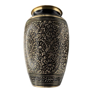 Urne funéraire de style américain en laiton de haute qualité avec motifs floraux entièrement gravés, capacité de 200 pouces cubes, couleur blanche - Product Image 1