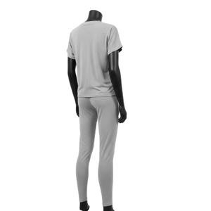 Conjunto de Camiseta Corta y Leggings con Logotipo Personalizado en Pedrería, 300GSM, Paneles Laterales Morados, Ropa de Yoga de Primera Calidad - Product Image 5