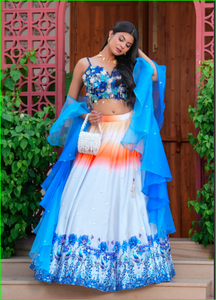 ชุดเครื่องหอมฟิวชั่นสวนจากแสงจันทร์ชุด lehenga แต่งสวนแบบดั้งเดิมพร้อมชุด lehenga choli - Product Image 4