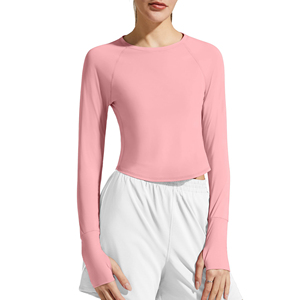 Camiseta de yoga para mujer, de manga larga, elástica, de tela suave, para uso diario, ropa deportiva, camiseta para yoga y gimnasio, top de yoga para mujer - Product Image 4