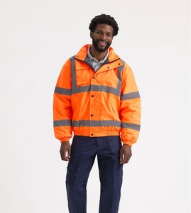 Veste de travail haute visibilité pour homme, orange, uniforme de sécurité réfléchissant, fermeture éclair sur le devant, matière polyester - Product Image 4