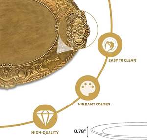 Plato de Presentación Redondo de Acero Inoxidable Ecológico de Lujo con Detalles en Dorado para Bodas Modernas, Accesorio para Mesa de Banquete - Product Image 3