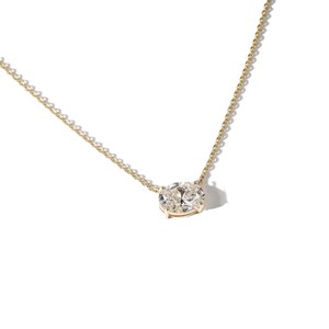 Manufacturer Minimalist Snake Chain Everyday Wear Customization Necklace 10K 14K 18K <b>Solid</b> <b>Gold</b> Oval Lab Grown Diamond <b>Pendant</b> - Product Image 5