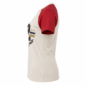 Women's Cotton Raglan Sleeve T-Shirt <b>Red</b> White Logo Print Casual O-Neck Regular Fit Breathable Jersey Short Sleeve - Product Image 4