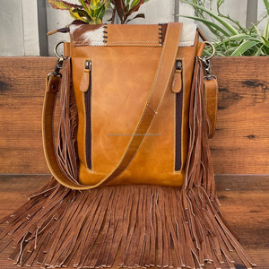 Nuevo bolso cruzado con flecos de punto de bota de cuero genuino para mujer, bolso cruzado oculto para llevar a mano, monedero de cuero de vaca - Product Image 5