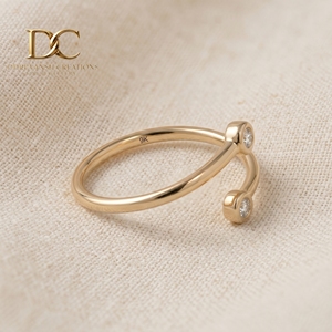 Classic Designer 14KT Solid Yellow Gold <b>Adjustable</b> <b>Ring</b> with Lab Grown Diamond IGI Certified Jewelry for Women's Wedding & Party - Product Image 3