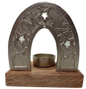 Hermoso soporte de media T-Lite, portavelas de Navidad, figura de Papá Noel de aluminio hecha a mano, ecológica para mesa interior/exterior - Product Image 2