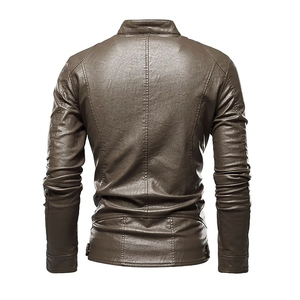 High Quality <b>Men's</b> Biker Style Casual Loose Winter Genuine Sheep <b>Leather</b> <b>Jacket</b> Custom Logo Zipper OEM Service <b>Men's</b> <b>Jackets</b> - Product Image 2