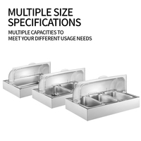 Nampan Sajian Persegi Panjang Stainless Steel Yurtrain dengan Kotak Es 9L, Nampan Makanan Buffet dengan Kompartemen untuk Menjaga Makanan Tetap Segar