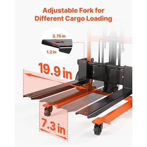 Sollevatore Idraulico per Materiali con Capacità di 450 Libbre, Carrello Elevatore per Pallet, Tavolo Elevatore con Sollevamento Massimo di 35,4 Pollici - Product Image 3
