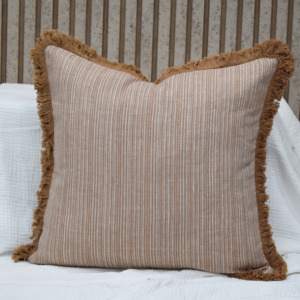 Housse de coussin en lin 100% vert sauge naturel, housse de coussin décorative premium à rayures avec bordure frangée, export - Product Image 3