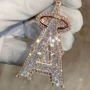 Pendentif personnalisable en moissanite 3,30 carats, en argent 925 plaqué or rose, style hip-hop, bijoux uniques, pendentifs et breloques - Product Image 1