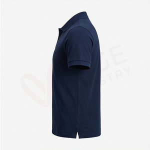 เสื้อโปโลแขนสั้นสีน้ำเงินกรมท่าสำหรับผู้ชาย ผ้าฝ้าย 100% ผ้าปิเก้ถัก สวมใส่สบาย ระบายอากาศได้ดี ทรงปกติ ดีไซน์เรียบง่าย - Product Image 3