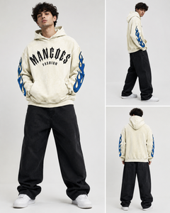 Sweat-shirt à capuche unisexe surdimensionné en molleton 450g, personnalisé, écoresponsable, imprimé sérigraphié, coupe-vent, avec poches, style streetwear, pour l'hiver - Product Image 5