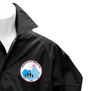 แจ็คเก็ต Jack & Jill Letter Line พร้อมปักตราสัญลักษณ์สีดำ กระดุมคุณภาพพรีเมียม เสื้อผ้าลำลองสำหรับงานต่างๆ จำหน่ายส่ง เสื้อคลุมสำหรับใส่ทุกวัน - Product Image 4
