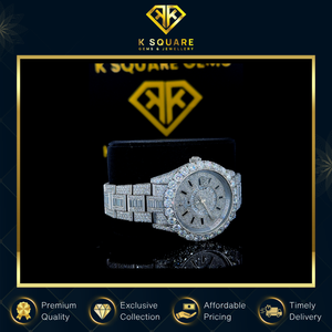 Montre de luxe en acier inoxydable à quartz automatique, étanche, avec bracelet en silicone et diamants Moissanite, fournie directement par l'usine - Modèle 3 - Product Image 2